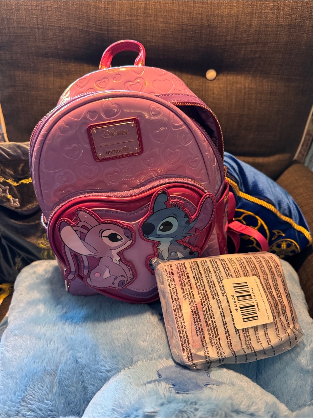 Loungefly Disney Pink Lilo & Stitch Heart-Embossed Backpack NWOT